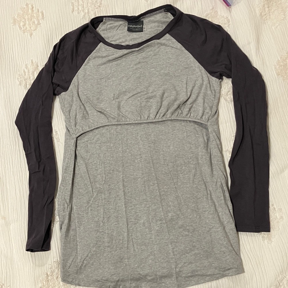 Majamas Maternity and Breastfeeding Baseball style Long Sleeve Top